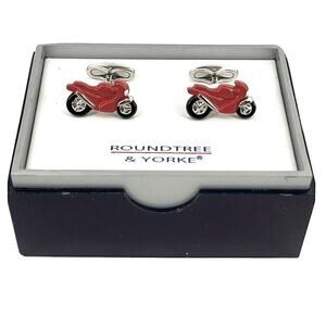 Mens Red Motorcycle Cuff Links Wedding Business Crotch Rocket Enamel Painted